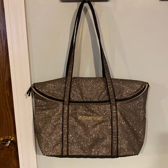 Victoria's Secret Bag Metallic Glitter Gold Tote - Picture 1 of 9